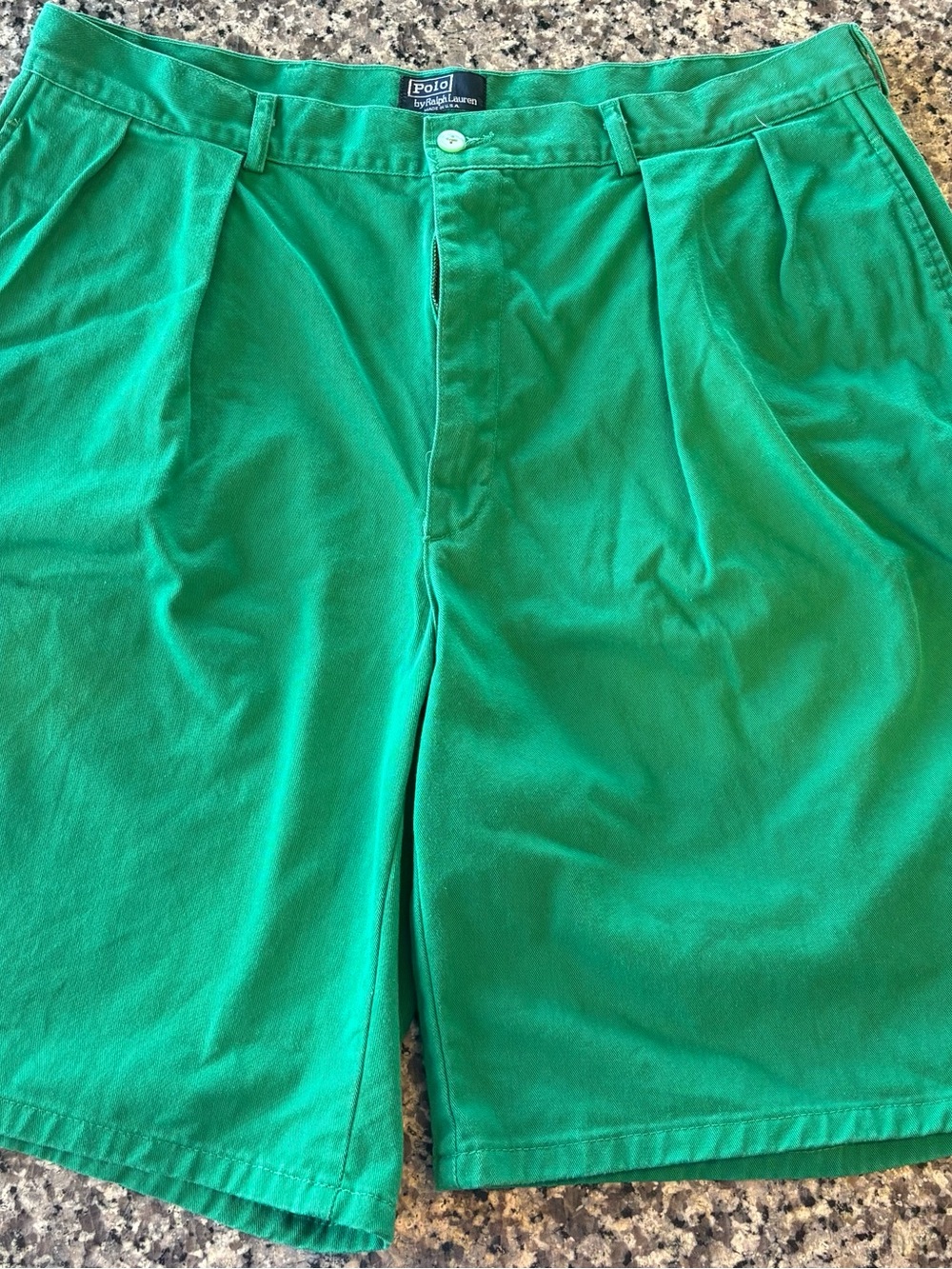 Polo Ralph Lauren Men’s Green Pleated Shorts Size 38 Made in USA Vintage 90s